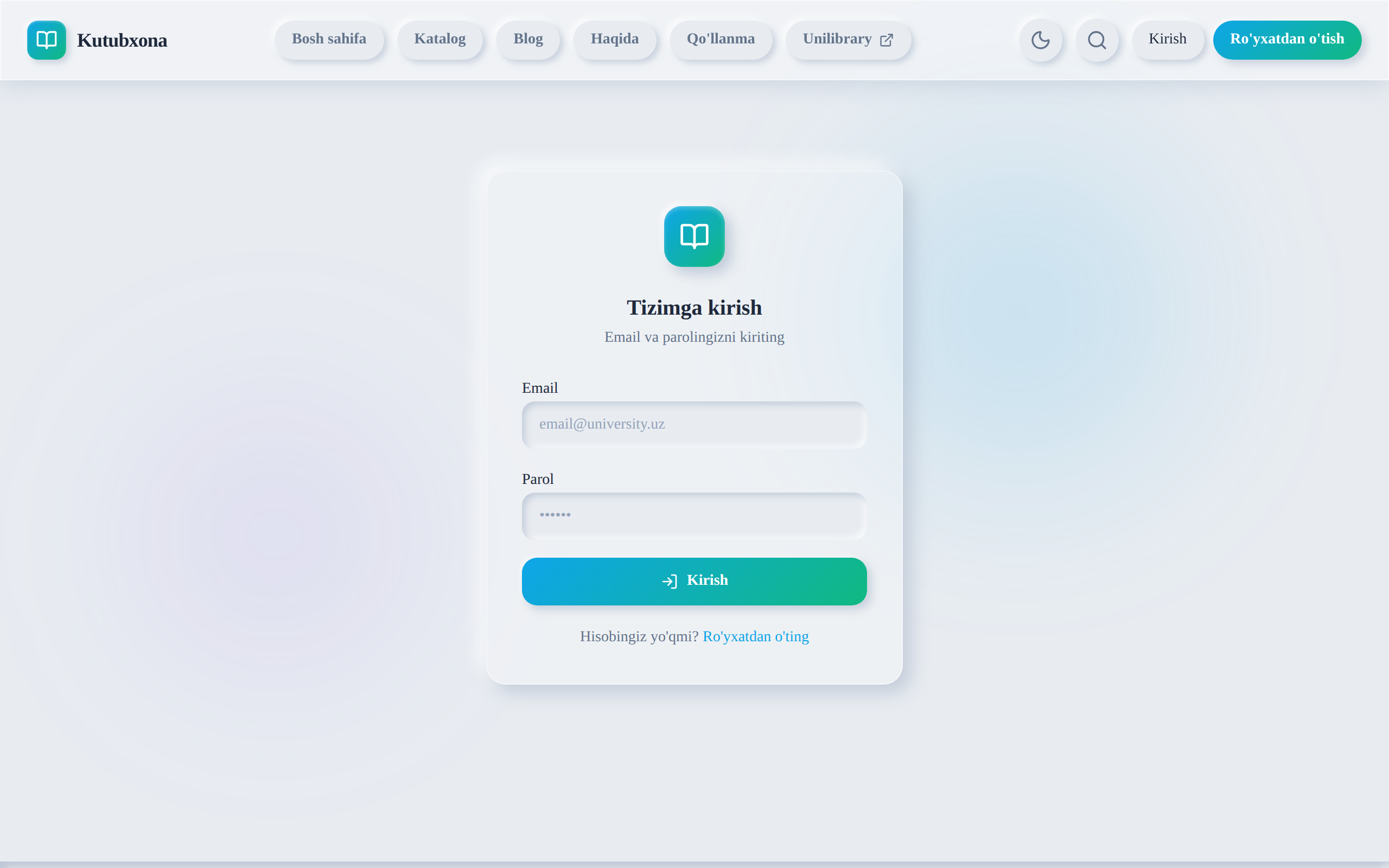 Tizimga kirish sahifasi