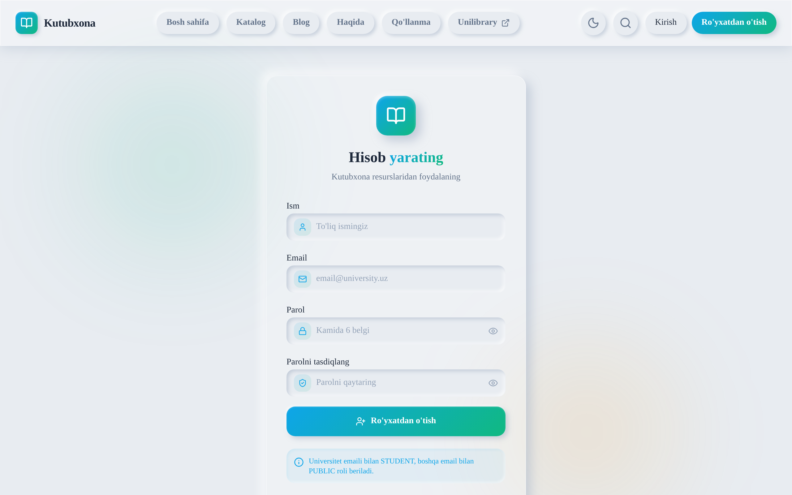 Ro'yxatdan o'tish sahifasi